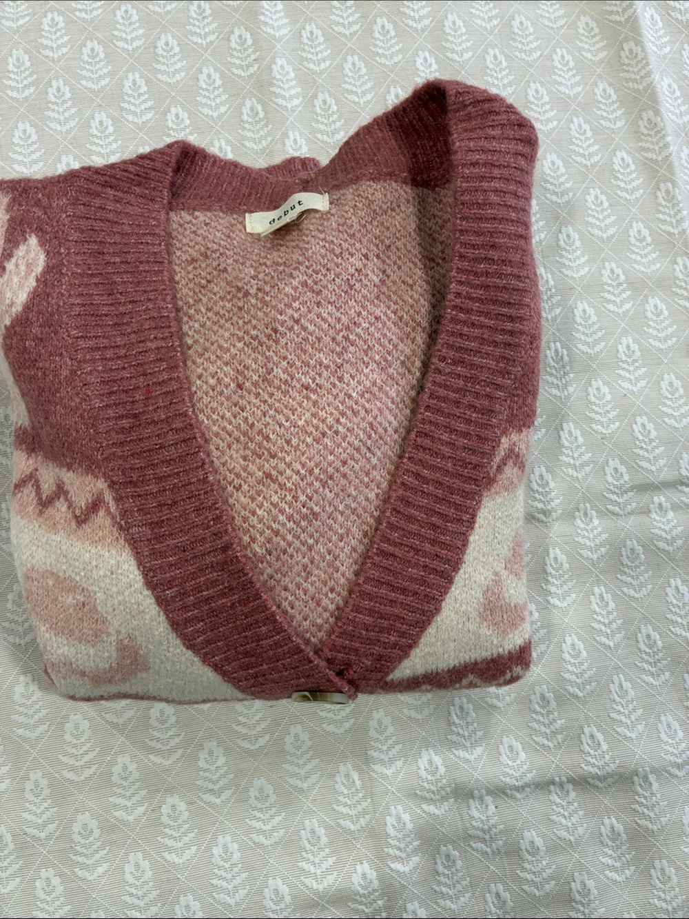 & Other Stories Pink Western Motif Button-Front Cardigan - Picture 5 of 5